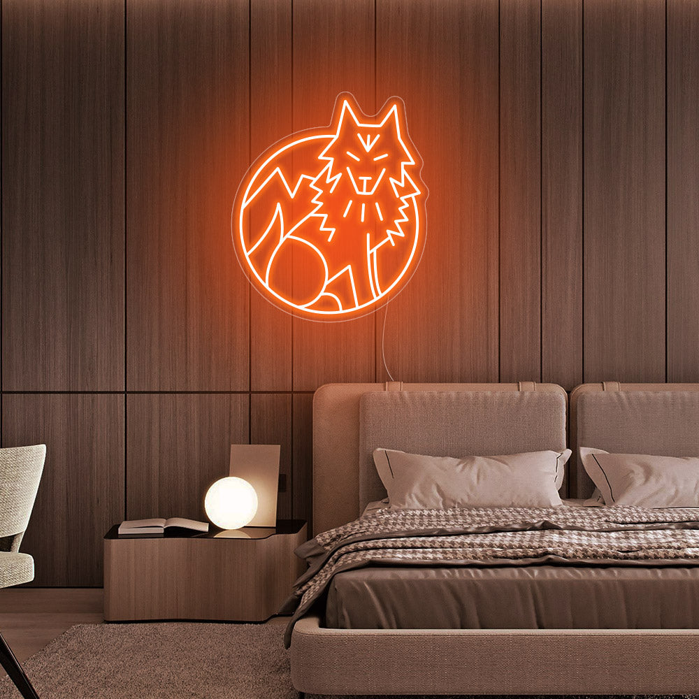 Anime Animal Wolf Dog Pattern Neon Sign