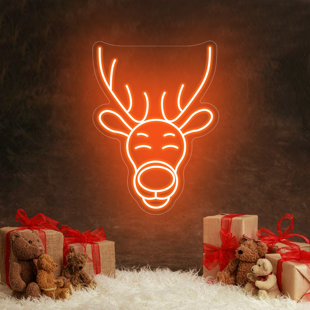 Christmas Antelope Head Neon Sign LED Neon Light Merry Christmas Holiday Neon Sign