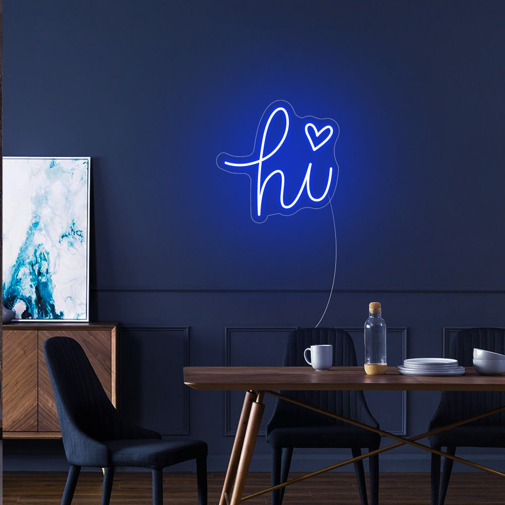 Hi Neon Signs with Love Heart Led Neon Light Wall Hanging