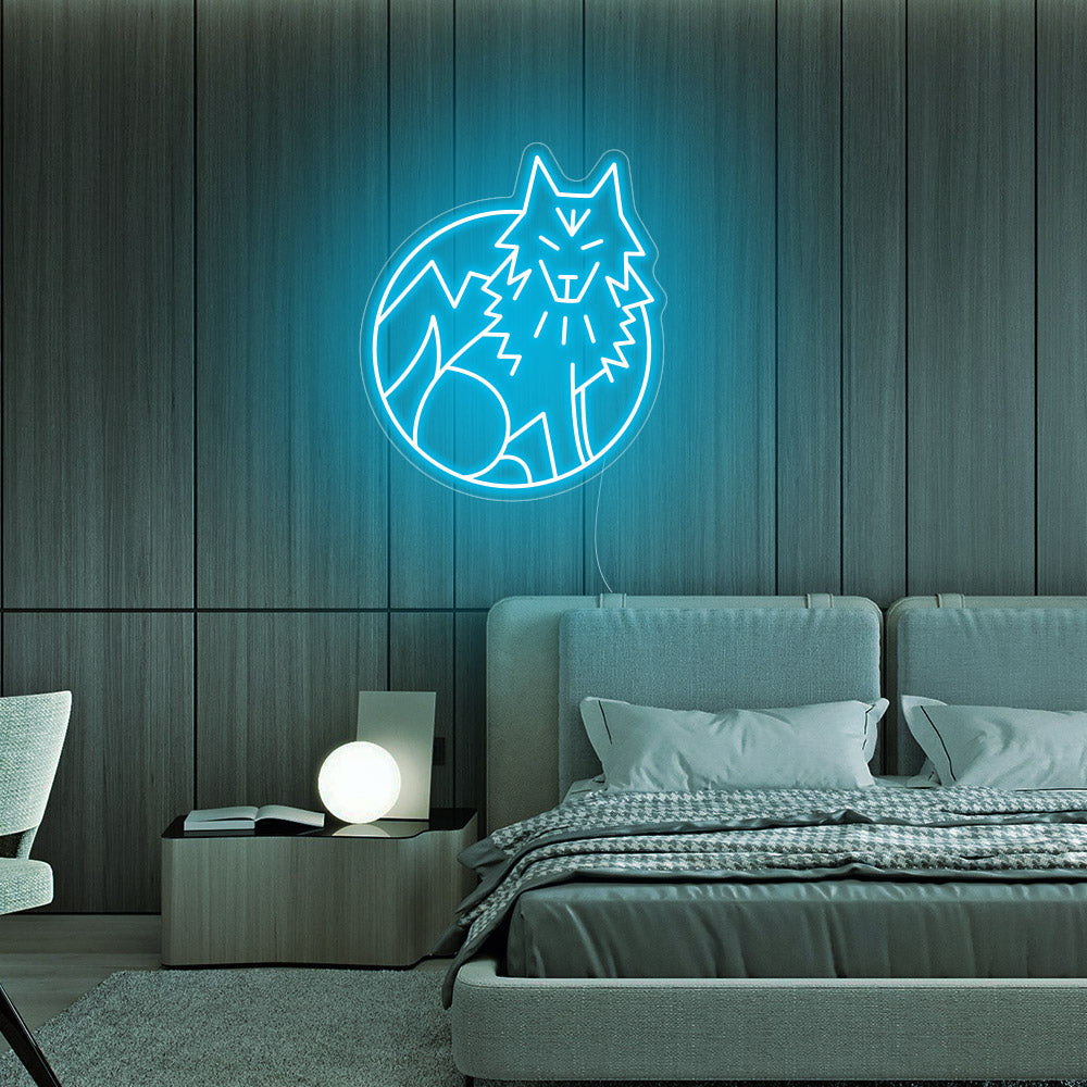 Anime Animal Wolf Dog Pattern Neon Sign