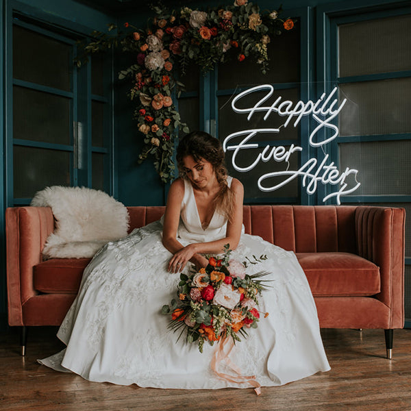 Happily Ever After x Neon Signs Led Neon Light Wedding Photo Backdrop Hanging