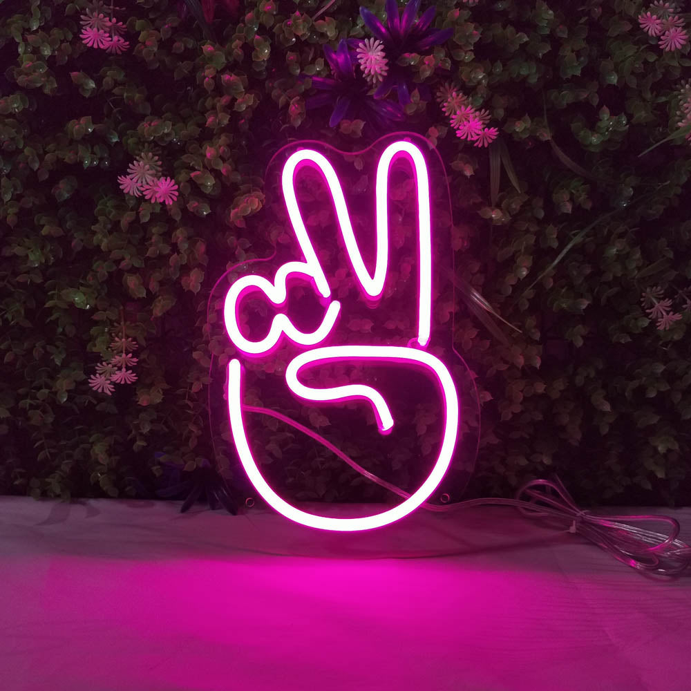 Mini Peace Finger LED Neon Signs Led Neon Lighting