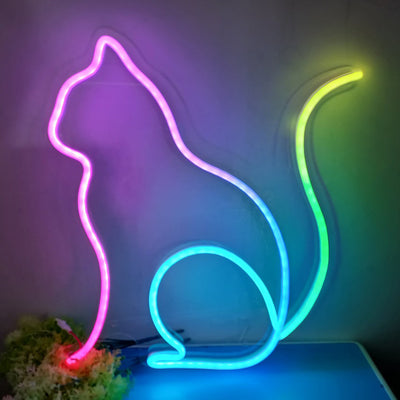 Cat Neon Sign Animal Pet Logo Pattern Lighting Sign House Room Desktop Wall Hanging