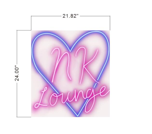 NK Lounge Neon Sign 24x22 Inches Dark Blue Pink