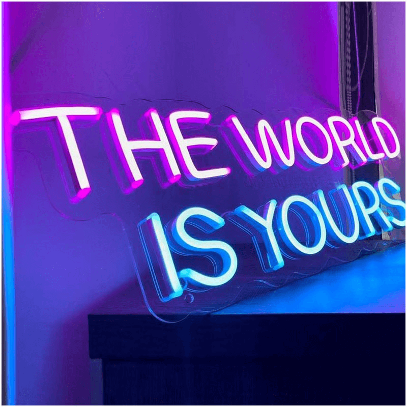 THE WORLD IS YOURS Neon Signs Led Neon Light Bedroom Lighting